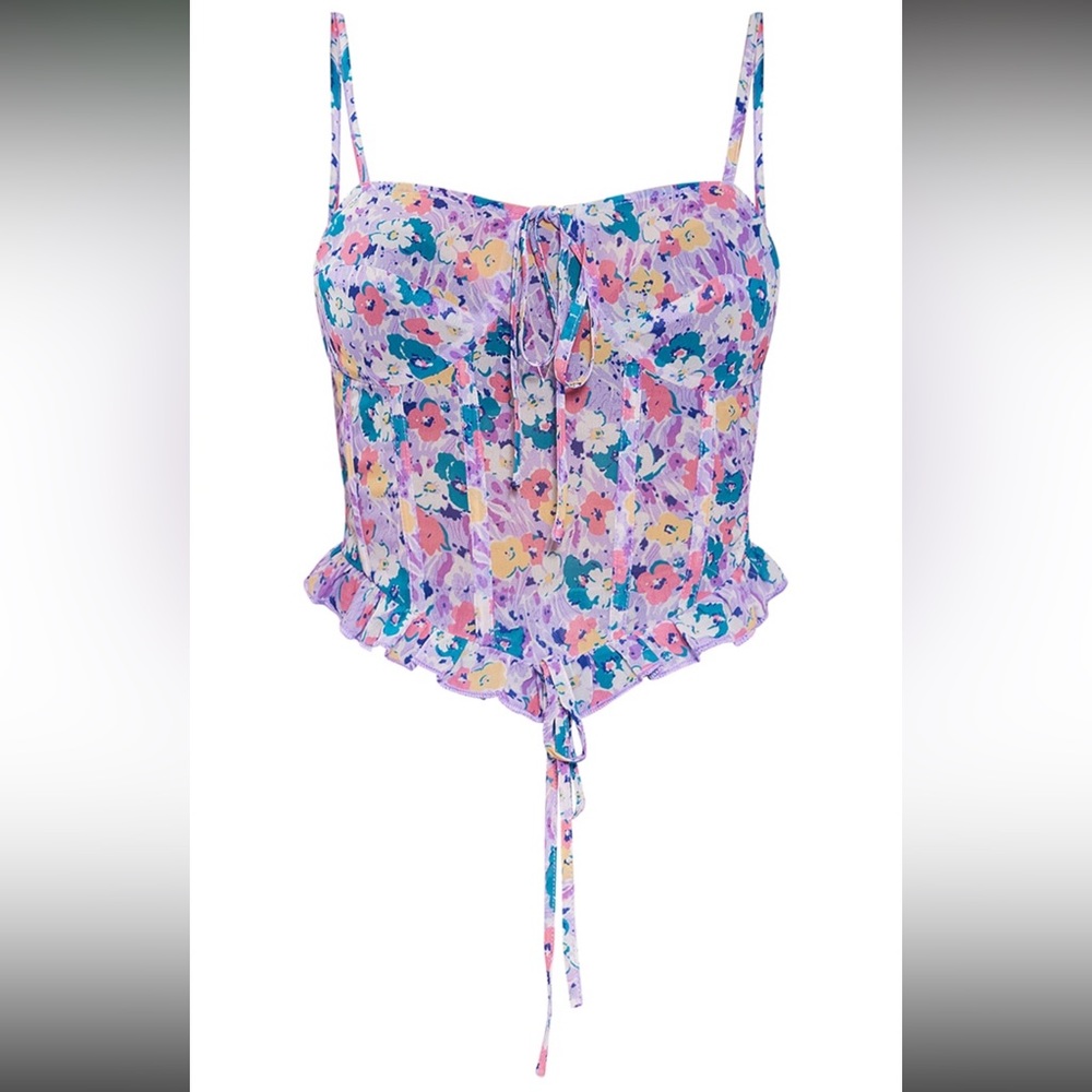 Petite blue floral print chiffon